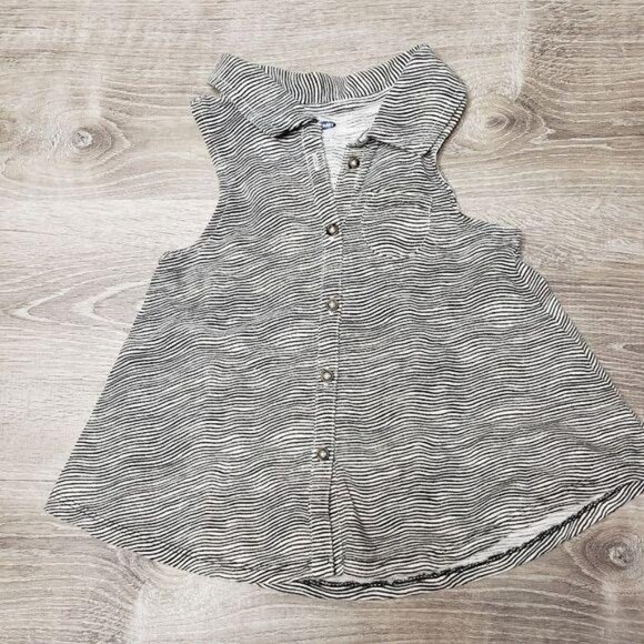 Old Navy 4T Sleeveless Button-Front Striped Shirt Dress For Girls Cotton Blend - Picture 2 of 5